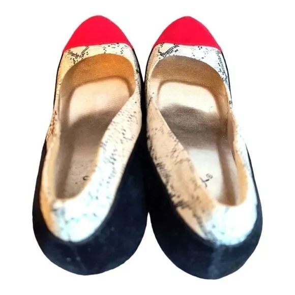 Qupid Color Block W Snake Print Heels - Picture 6 of 6